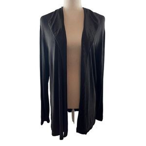 Chico's Travelers Slinky Acetate Open Cardigan Size 2 Large Chocolate Brown USA